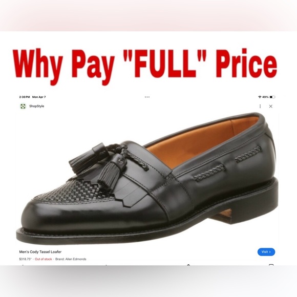 ALLEN EDMONDS “CODY” CORDOVAN LOAFERS - 10.5B - Picture 11 of 12